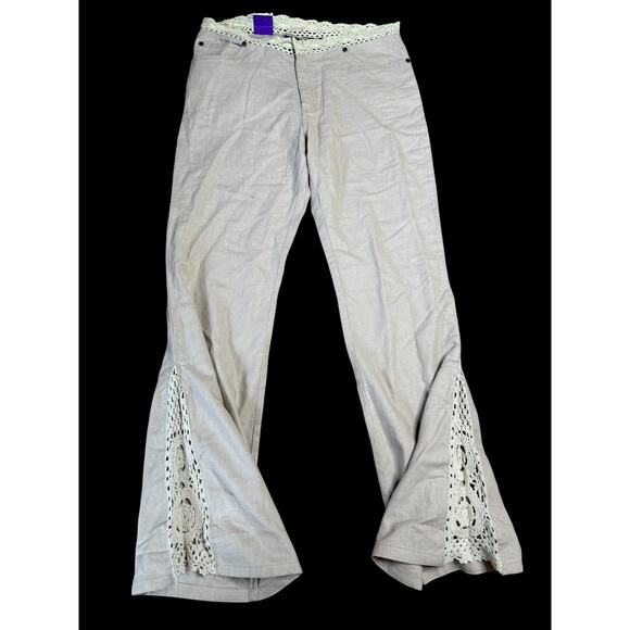 Nwt Gypsy Jeans Laced Hobo Style Pants with Lace Trimming Beige Sz: 9/10 B8 - Picture 1 of 10